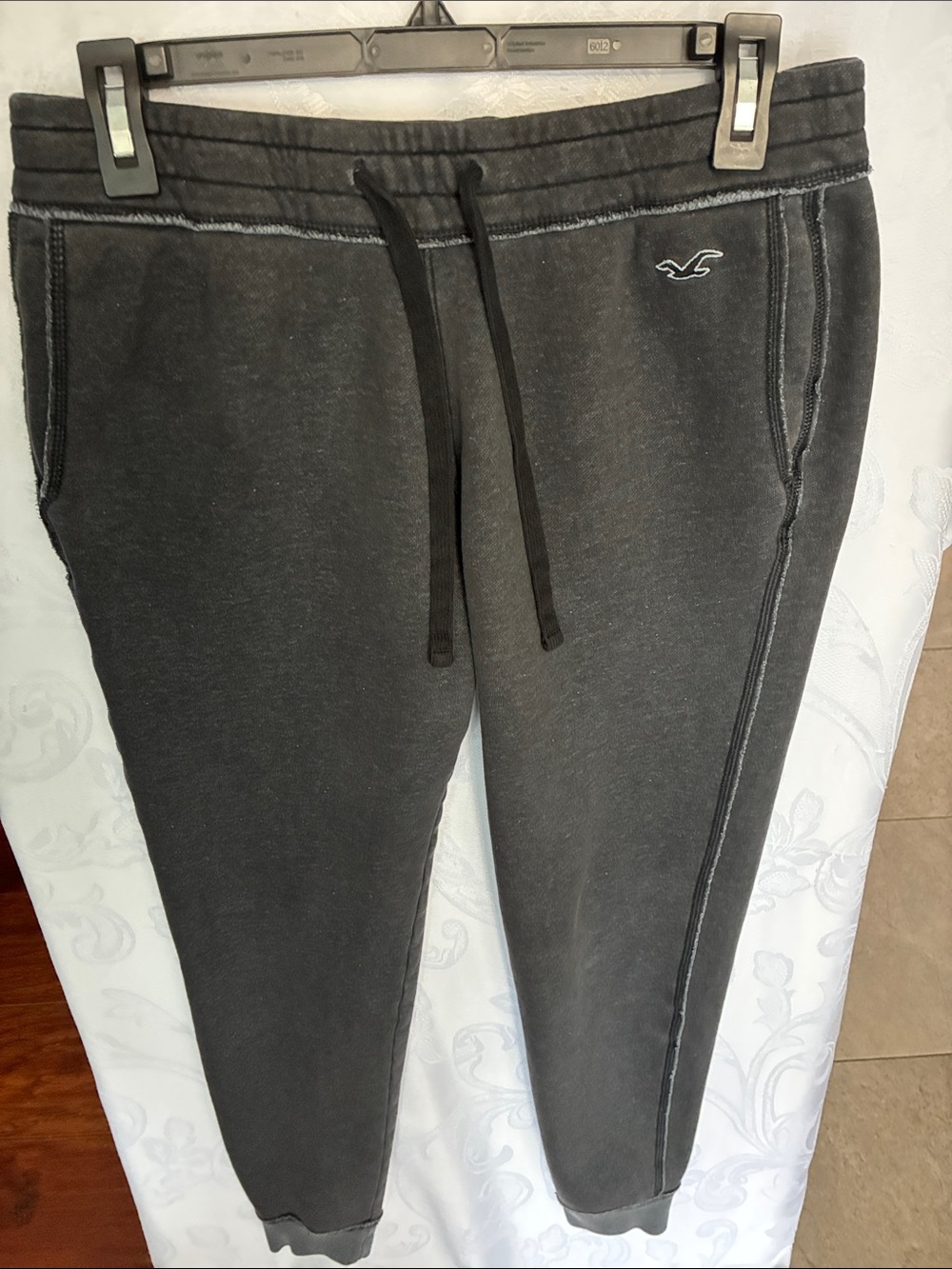 Hollister Men's Washed Charcoal Jogger Pants with Drawstring
